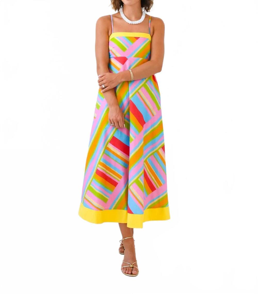 NEW STRUT & BOLT rainbow row midi dress in multi